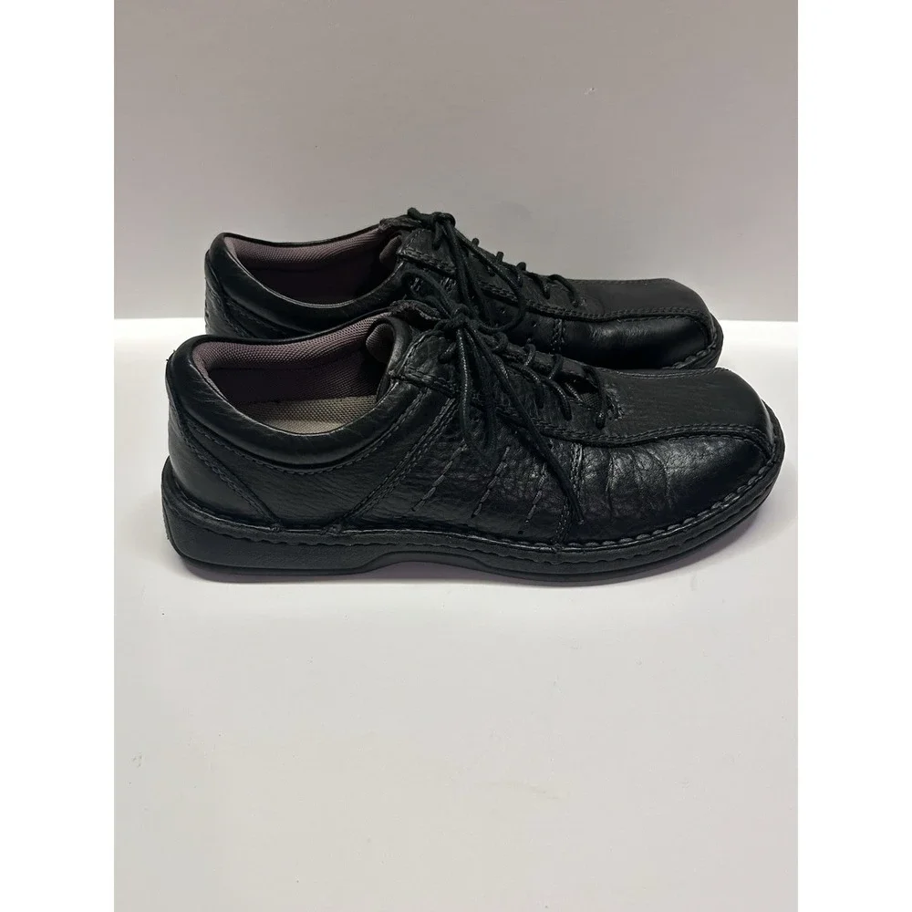 Skechers Streetcars Slapshot Mens 9 Black Leather Oxford Walking Shoes